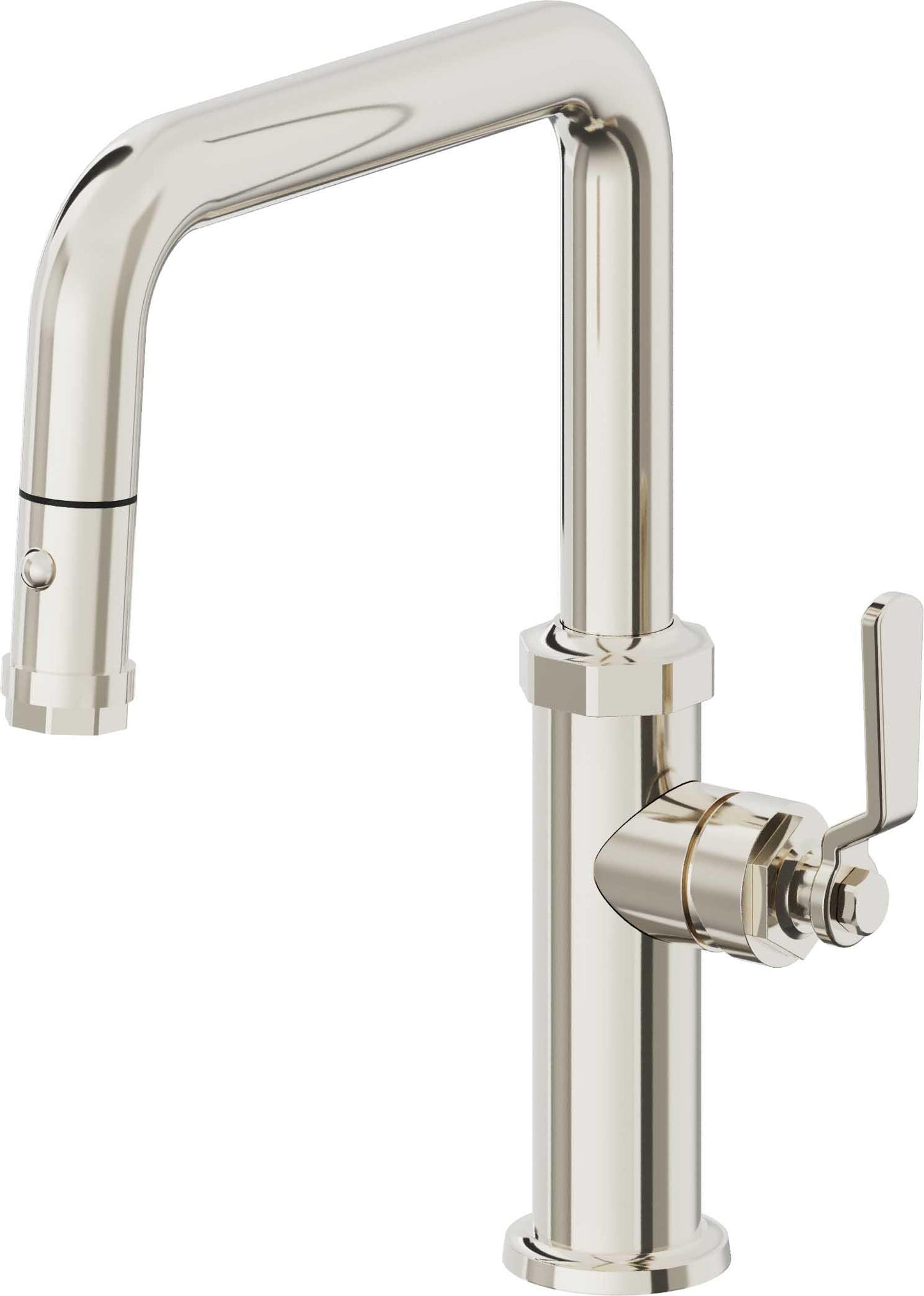 California Faucets Descanso Works K81-103-BL Industrial Pull-Down Kitchen Faucet with Button Sprayer - Quad Spout