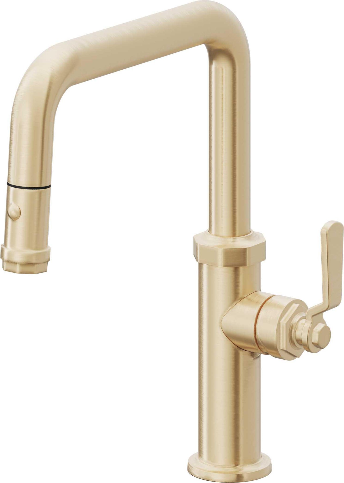 California Faucets Descanso Works K81-103-BL Industrial Pull-Down Kitchen Faucet with Button Sprayer - Quad Spout