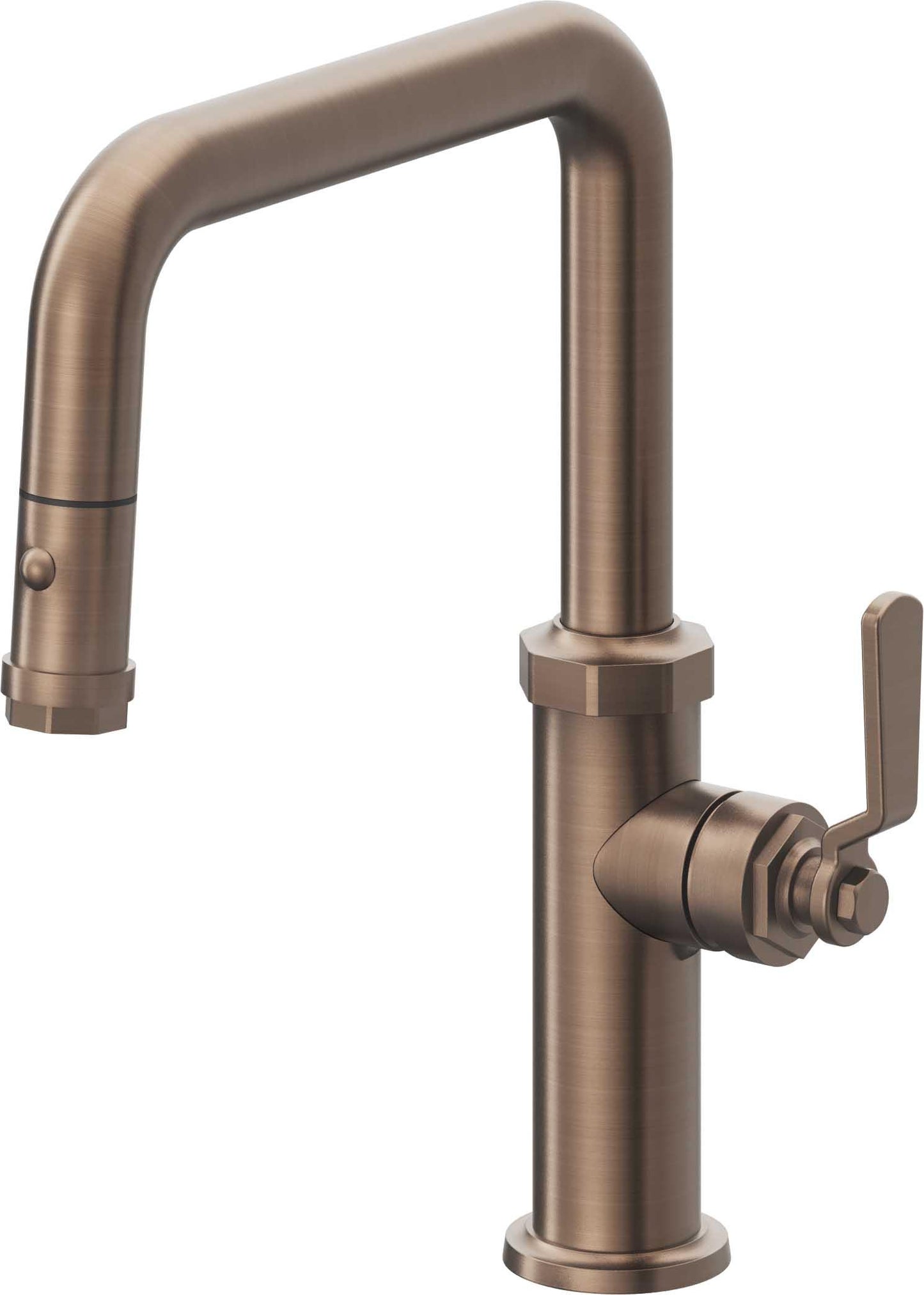 California Faucets Descanso Works K81-103-BL Industrial Pull-Down Kitchen Faucet with Button Sprayer - Quad Spout