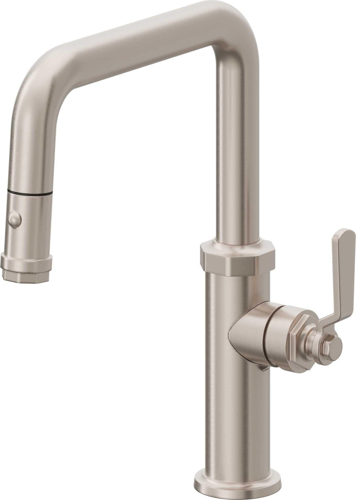 California Faucets Descanso Works K81-103-BL Industrial Pull-Down Kitchen Faucet with Button Sprayer - Quad Spout