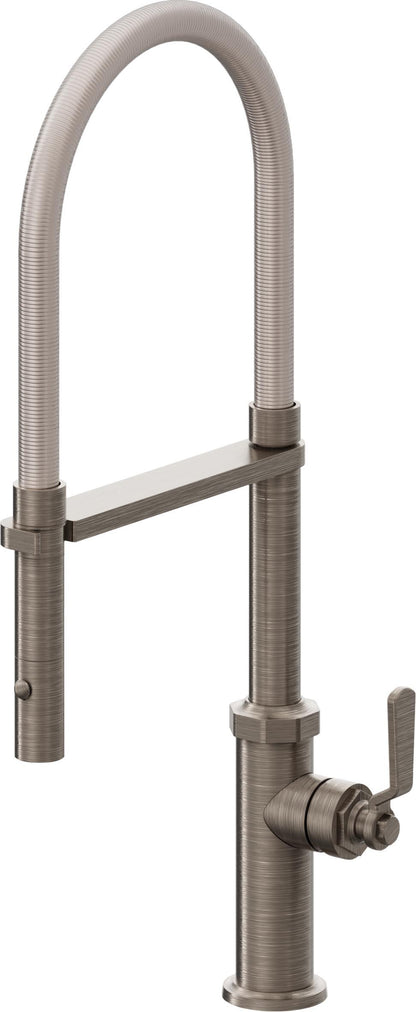California Faucets Descanso Works K81-150-BL Industrial Culinary Pull-Out Kitchen Faucet with Button Sprayer