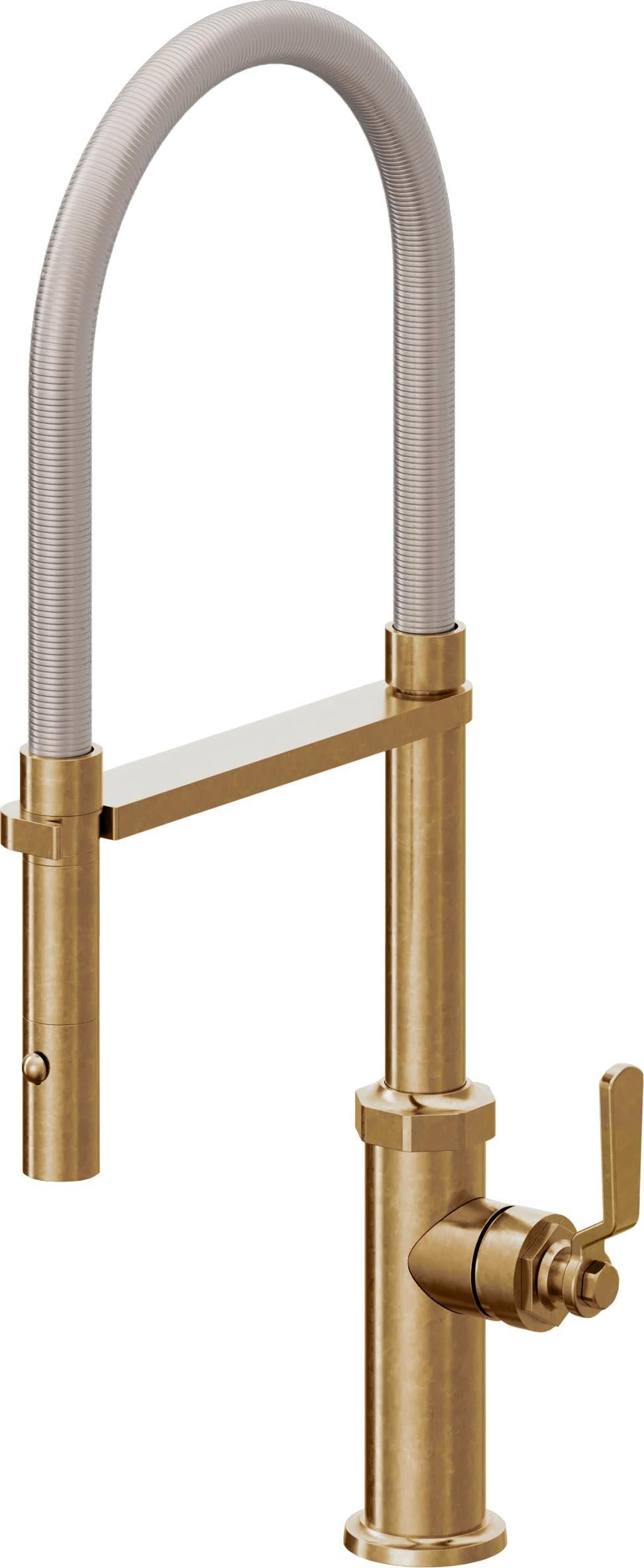 California Faucets Descanso Works K81-150-BL Industrial Culinary Pull-Out Kitchen Faucet with Button Sprayer