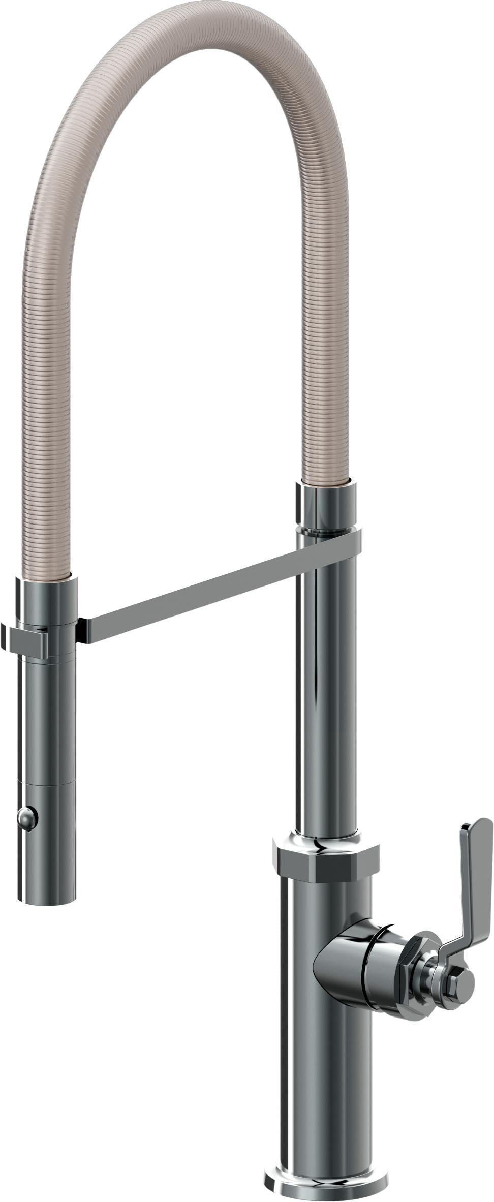 California Faucets Descanso Works K81-150-BL Industrial Culinary Pull-Out Kitchen Faucet with Button Sprayer