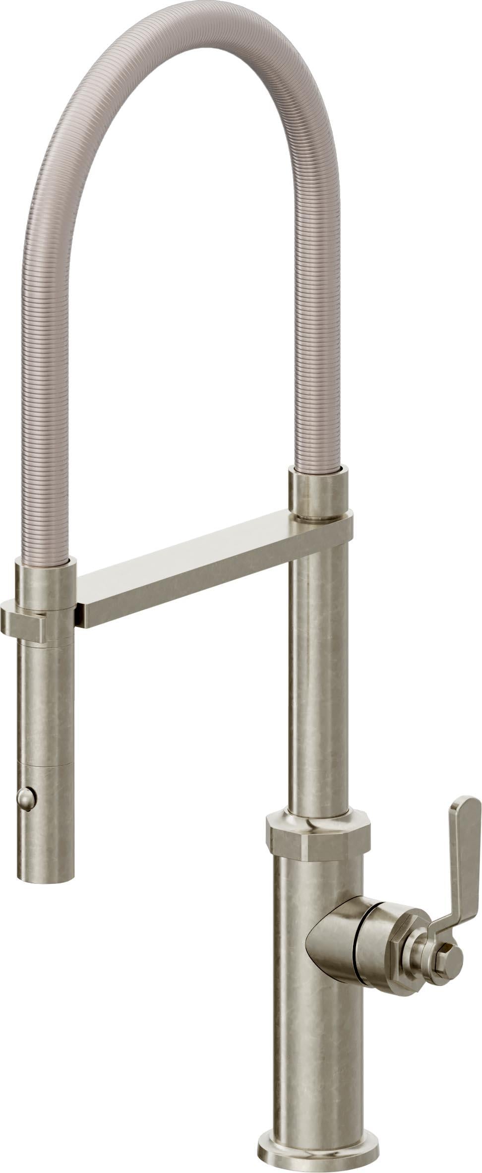 California Faucets Descanso Works K81-150-BL Industrial Culinary Pull-Out Kitchen Faucet with Button Sprayer