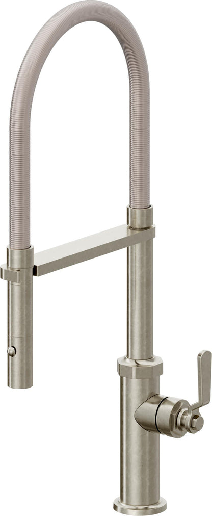 California Faucets Descanso Works K81-150-BL Industrial Culinary Pull-Out Kitchen Faucet with Button Sprayer