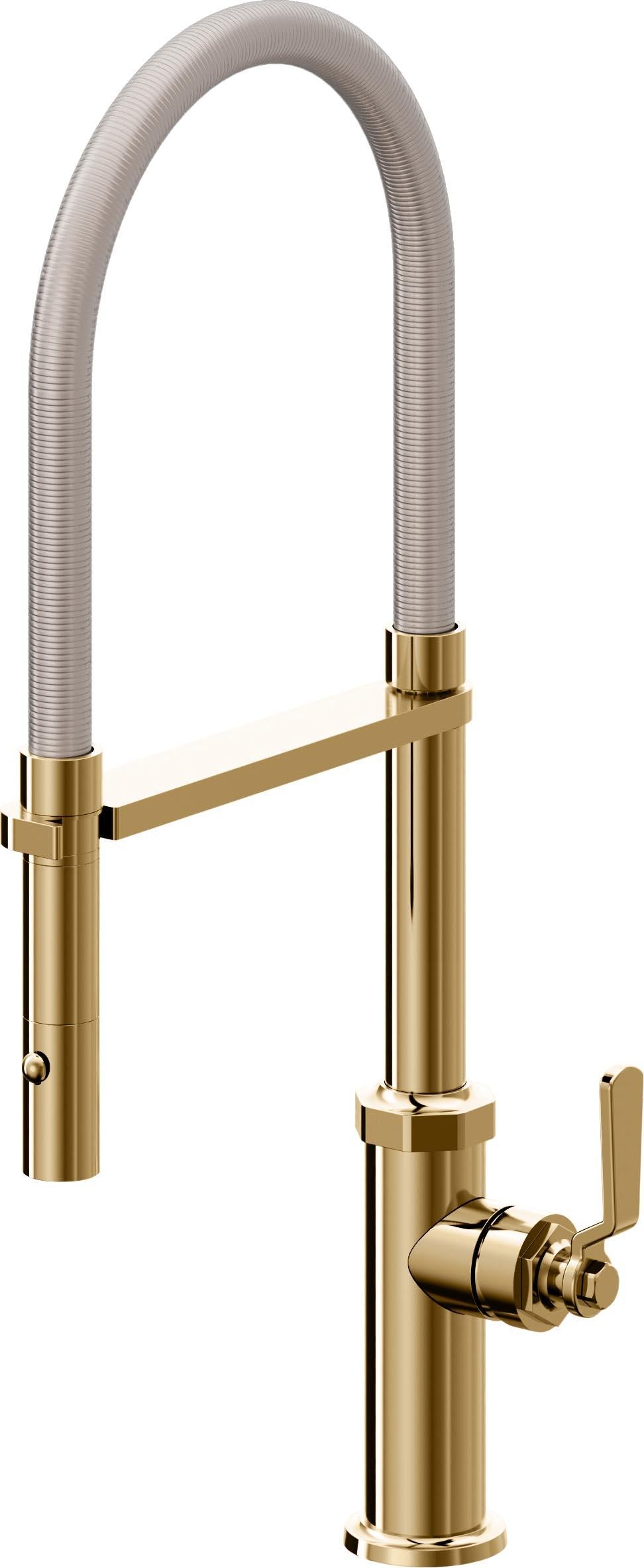 California Faucets Descanso Works K81-150-BL Industrial Culinary Pull-Out Kitchen Faucet with Button Sprayer