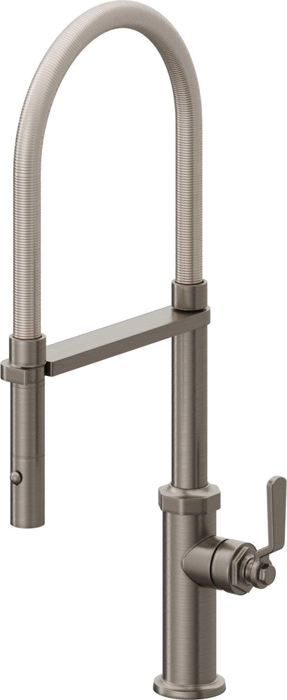 California Faucets Descanso Works K81-150-BL Industrial Culinary Pull-Out Kitchen Faucet with Button Sprayer