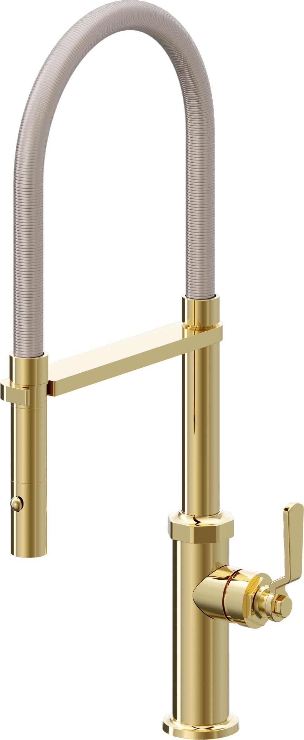 California Faucets Descanso Works K81-150-BL Industrial Culinary Pull-Out Kitchen Faucet with Button Sprayer