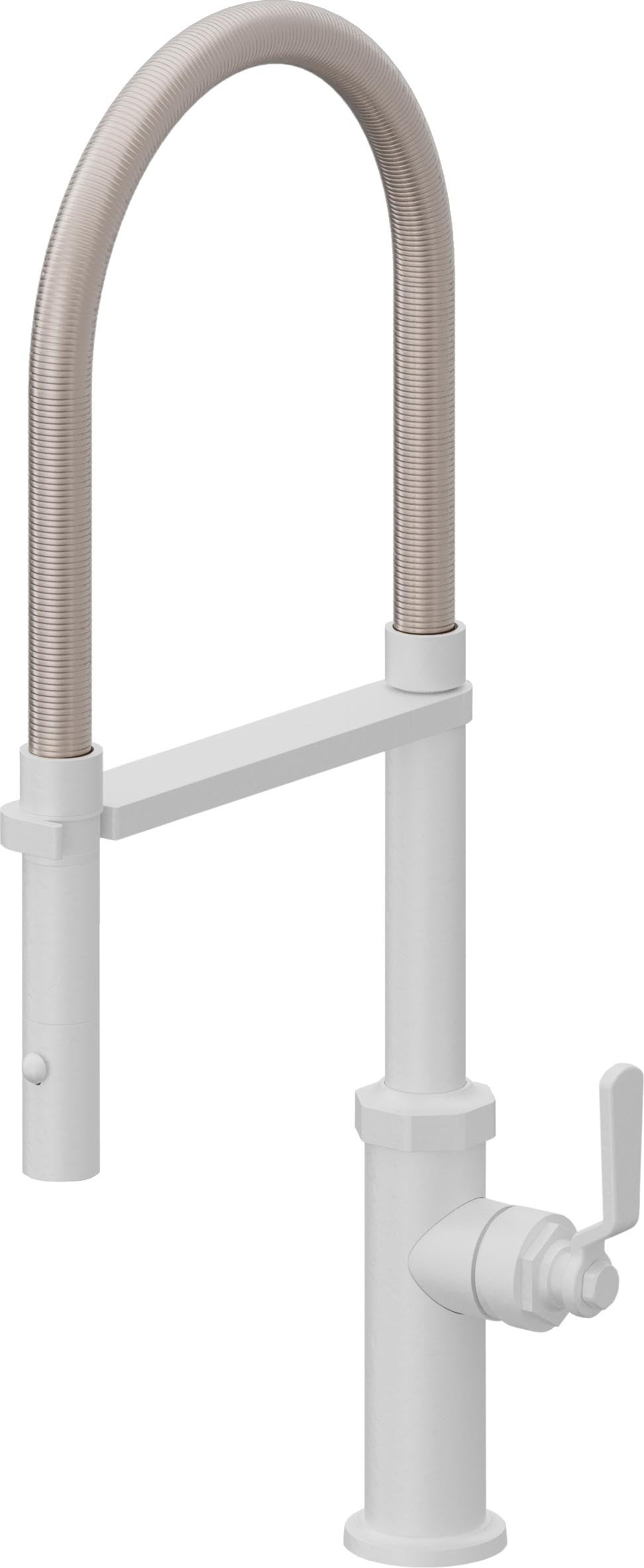 California Faucets Descanso Works K81-150-BL Industrial Culinary Pull-Out Kitchen Faucet with Button Sprayer