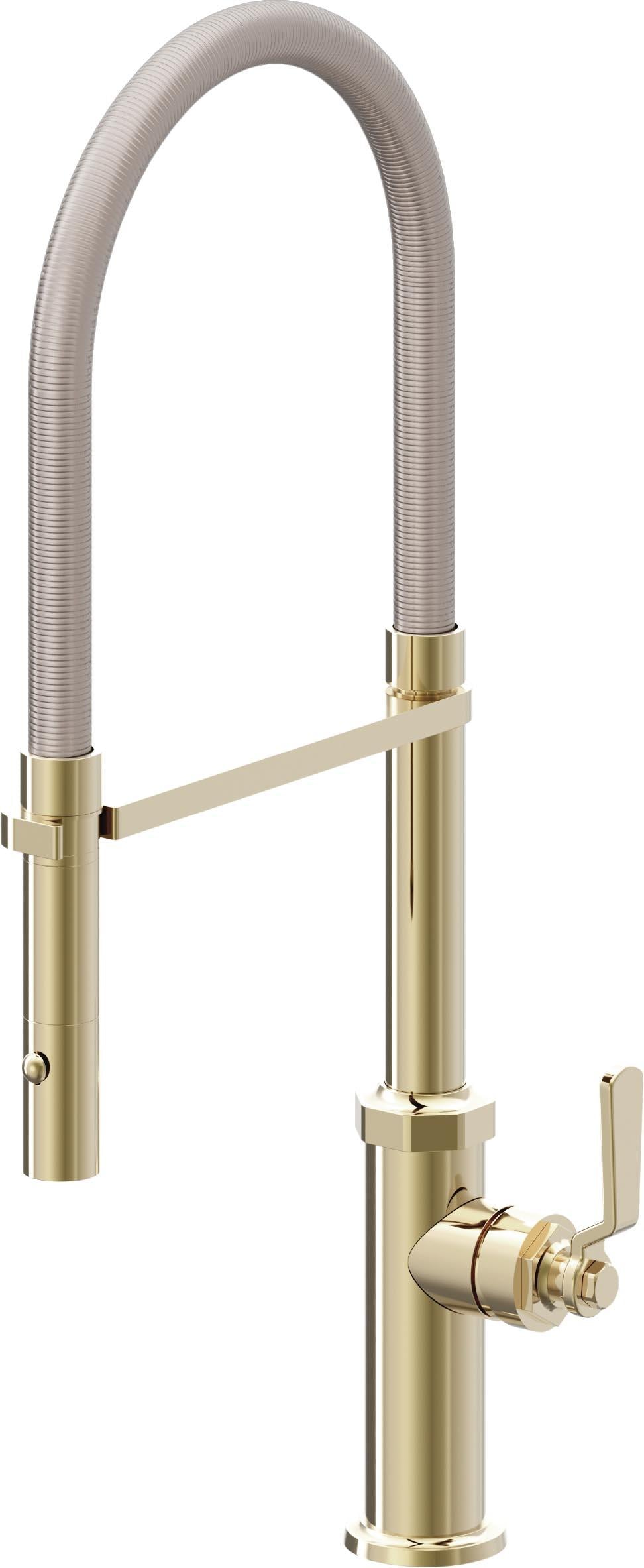 California Faucets Descanso Works K81-150-BL Industrial Culinary Pull-Out Kitchen Faucet with Button Sprayer