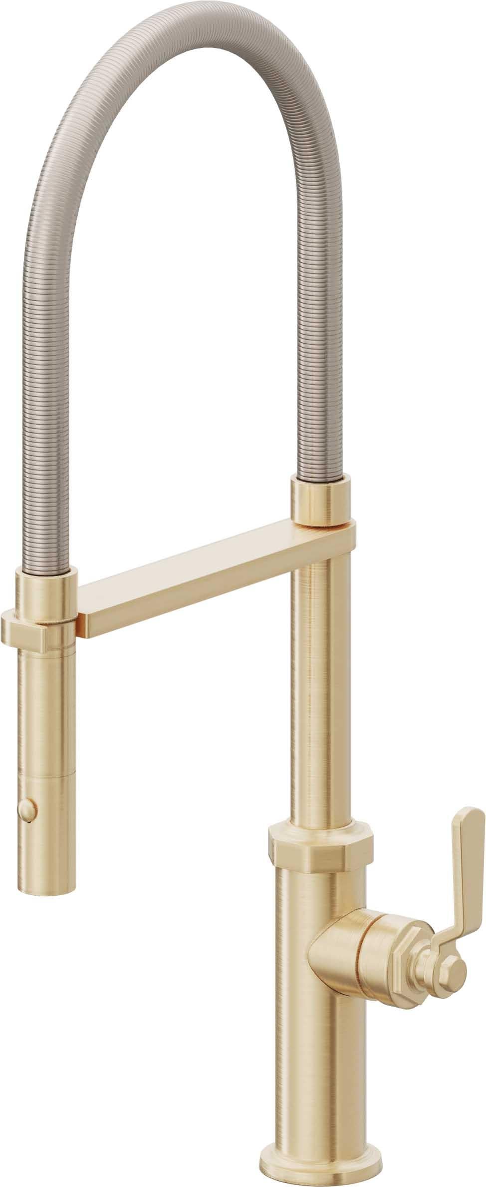 California Faucets Descanso Works K81-150-BL Industrial Culinary Pull-Out Kitchen Faucet with Button Sprayer
