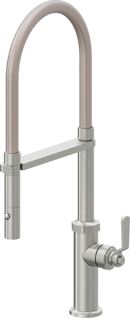 California Faucets Descanso Works K81-150-BL Industrial Culinary Pull-Out Kitchen Faucet with Button Sprayer