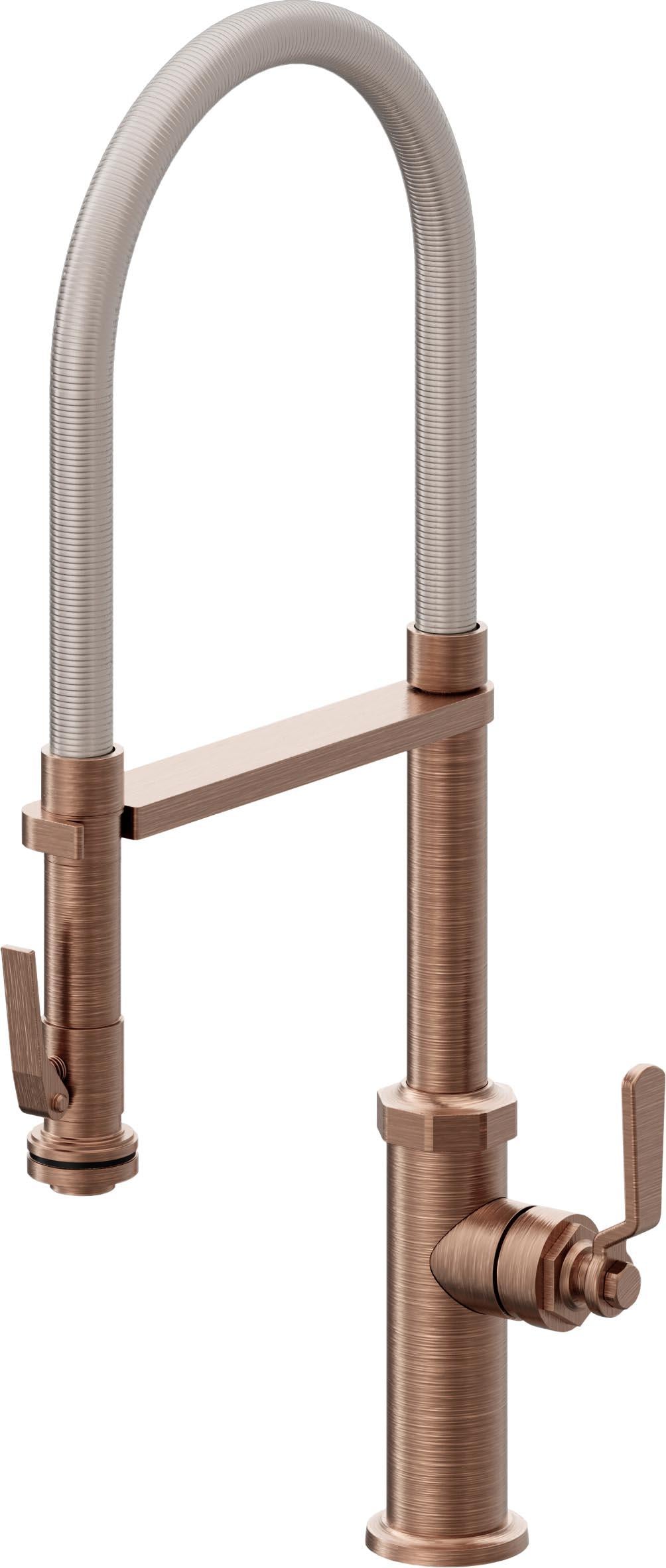 California Faucets Descanso Works K81-150SQ-BL Industrial Culinary Pull-Out Kitchen Faucet with Squeeze Sprayer