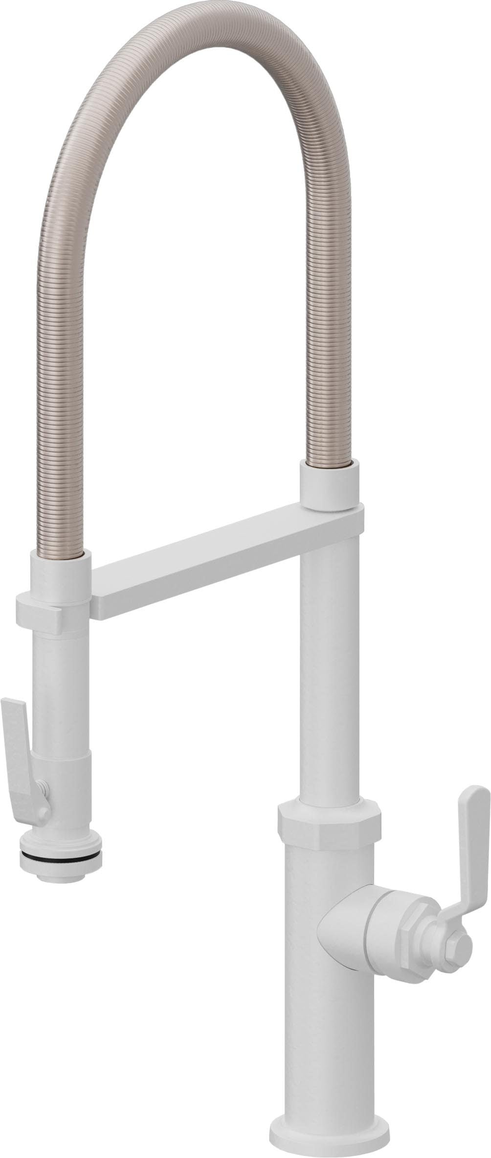 California Faucets Descanso Works K81-150SQ-BL Industrial Culinary Pull-Out Kitchen Faucet with Squeeze Sprayer