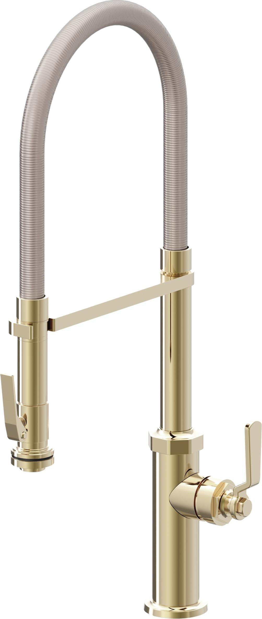 California Faucets Descanso Works K81-150SQ-BL Industrial Culinary Pull-Out Kitchen Faucet with Squeeze Sprayer