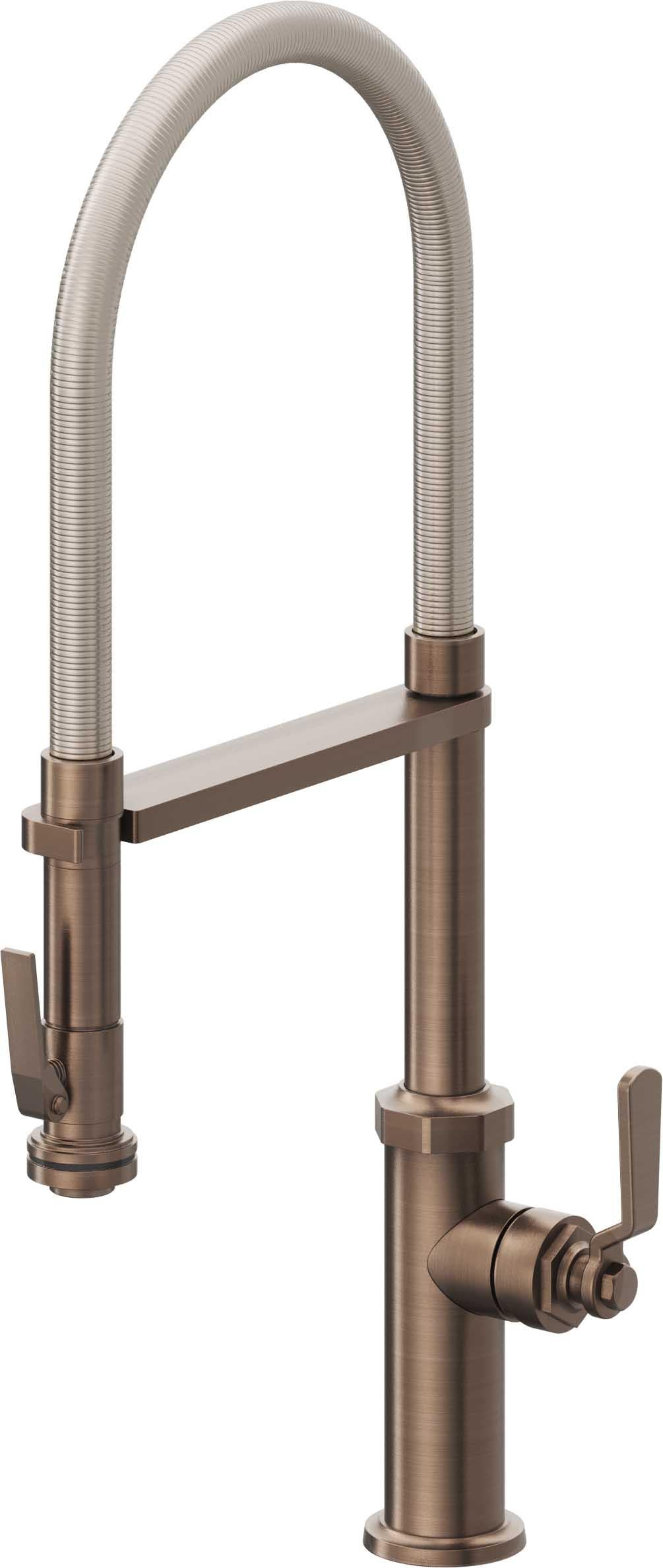 California Faucets Descanso Works K81-150SQ-BL Industrial Culinary Pull-Out Kitchen Faucet with Squeeze Sprayer