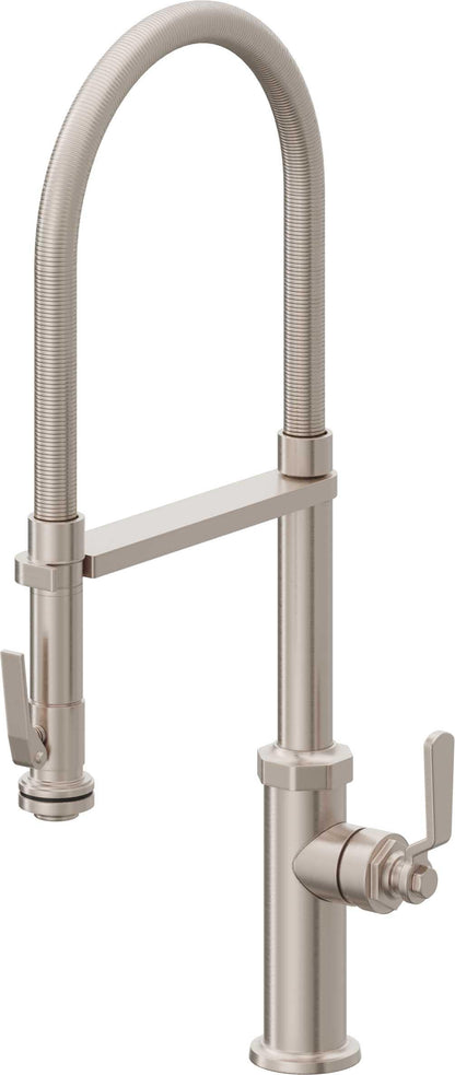 California Faucets Descanso Works K81-150SQ-BL Industrial Culinary Pull-Out Kitchen Faucet with Squeeze Sprayer