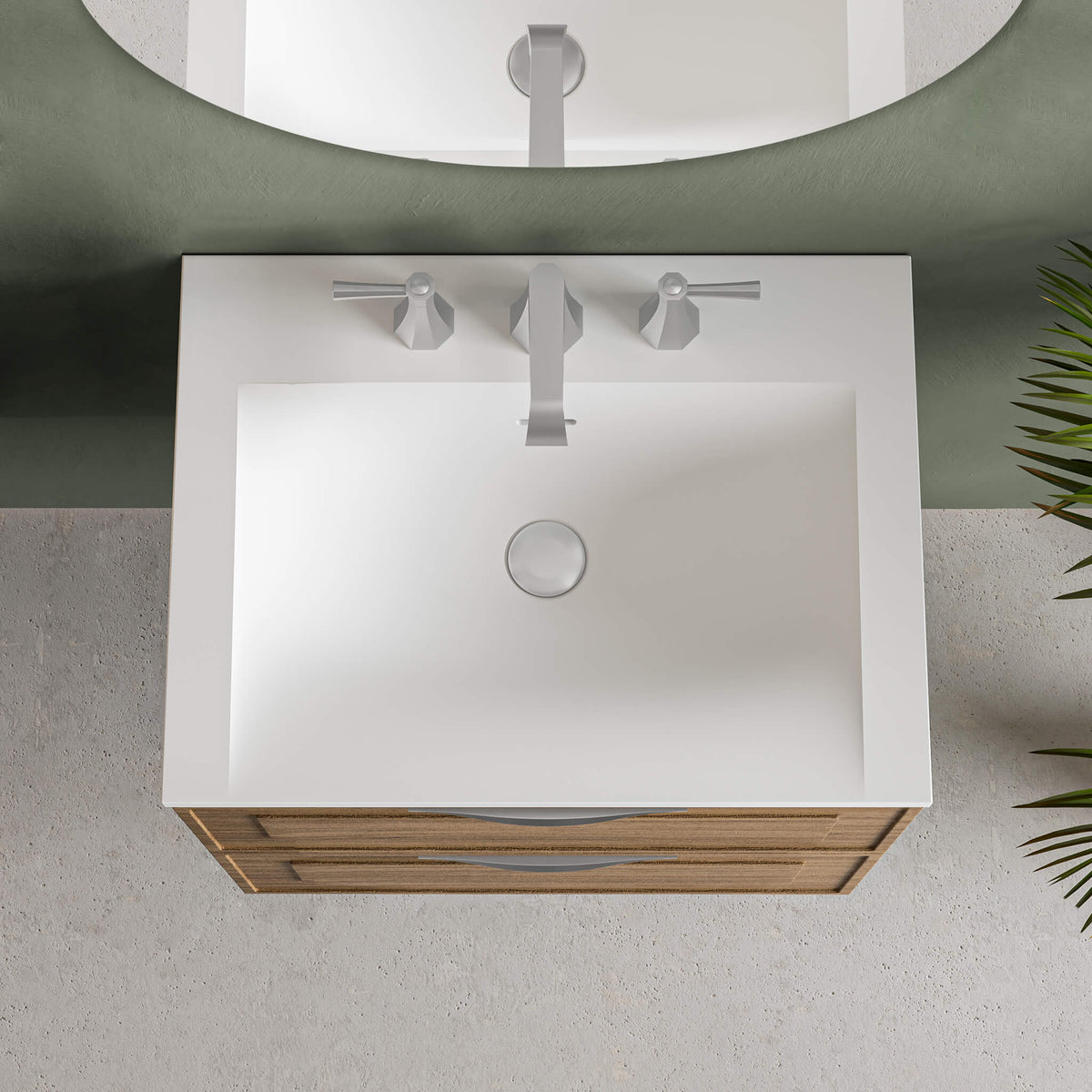 STONETOUCH 3NEV24 Neve 24'' Mineralsolid Vanity Top - 3 Holes