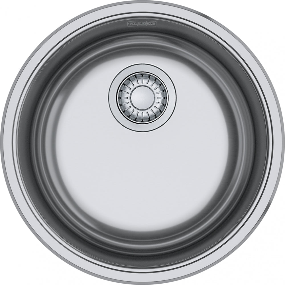 FRANKE RBX110 ROTONDO DM 20G SS SGL 21CAB WITH STRAINER BASKET STAINLESS STEEL SINK Main image