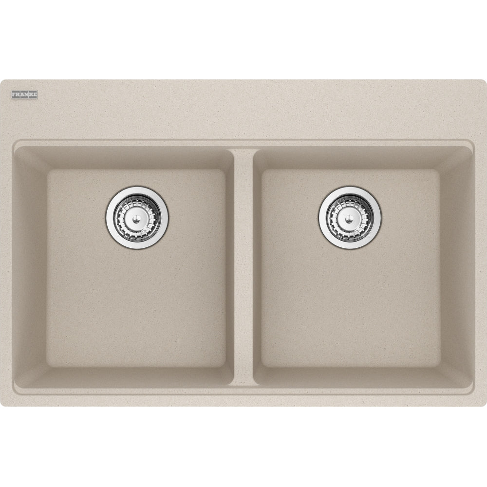 FRANKE MAG6201414 MARIS TM GRN DBL 33CAB WITH STRAINER BASKET GRANITE COMPOSITE SINK Main image