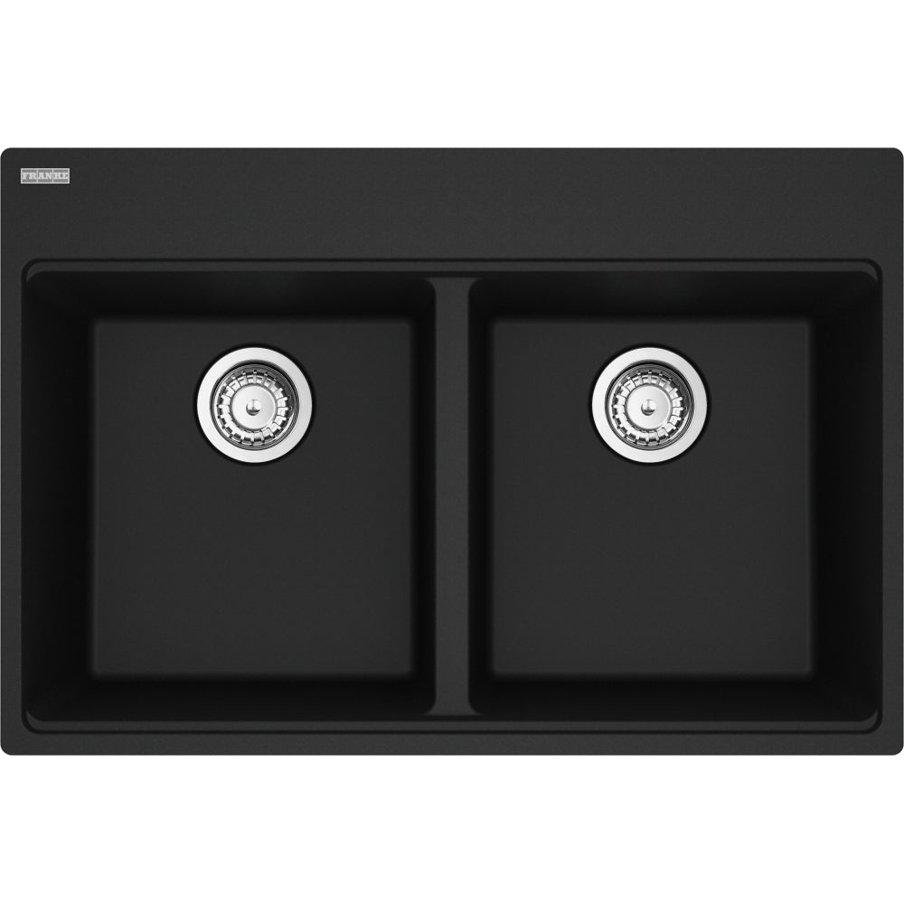FRANKE MAG6201414 MARIS TM GRN DBL 33CAB WITH STRAINER BASKET GRANITE COMPOSITE SINK Secondary image