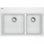 FRANKE MAG6601611LD MARIS TM GRN DBL 33CAB LOW DIVIDE WITH STRAINER BASKET GRANITE COMPOSITE SINK