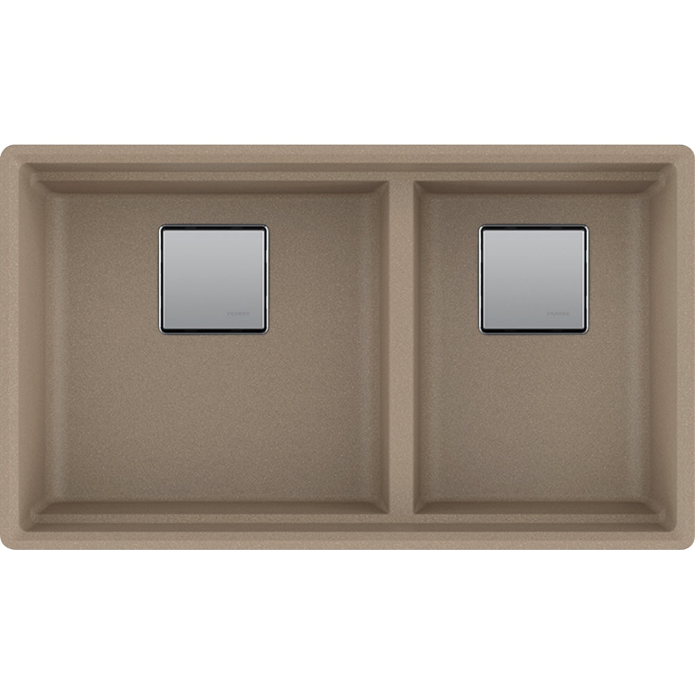 FRANKE PKG160LD PEAK UM GRN DBL 36CAB - LOW DIVIDE WITH STRAINER BASKET GRANITE COMPOSITE SINK