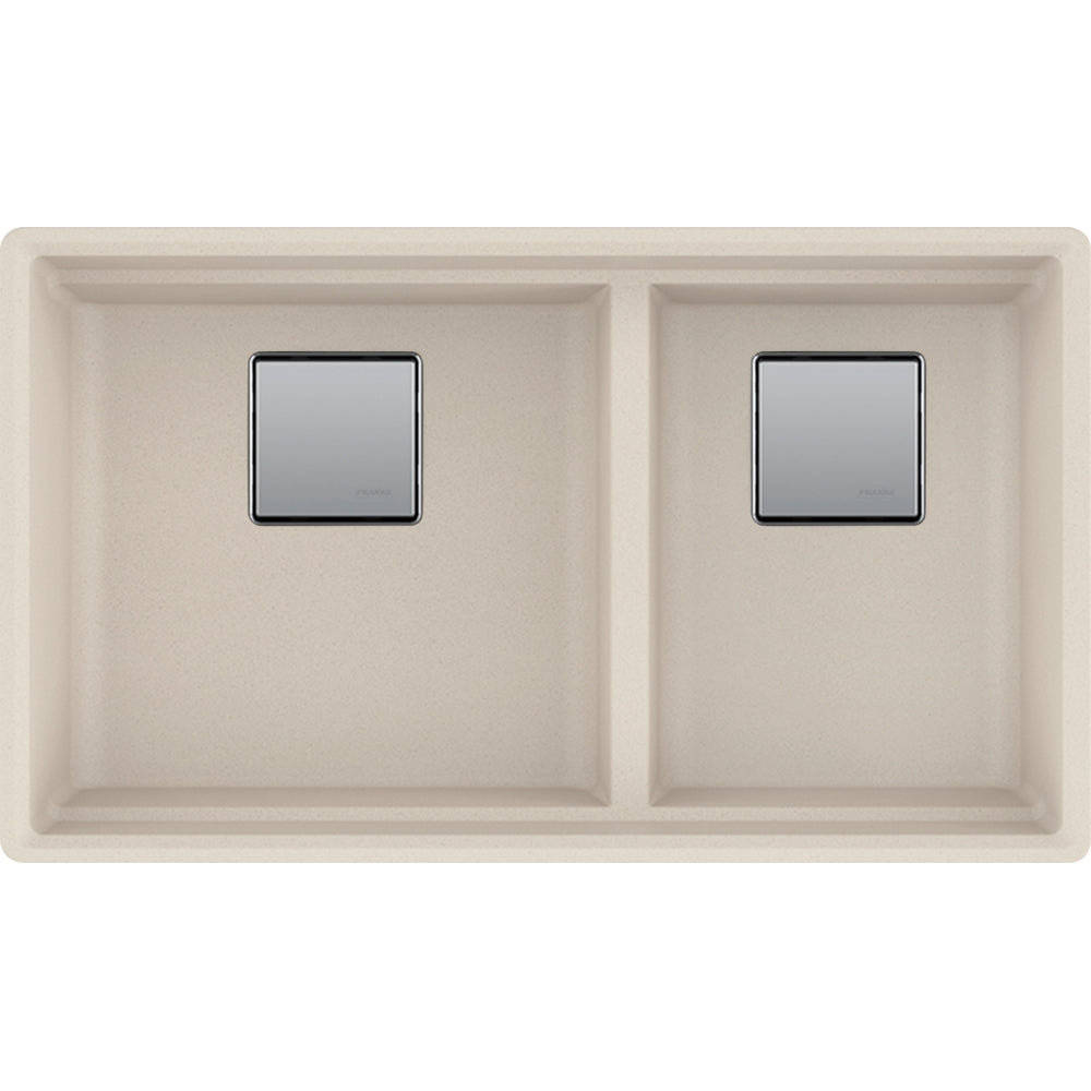 FRANKE PKG160LD PEAK UM GRN DBL 36CAB - LOW DIVIDE WITH STRAINER BASKET GRANITE COMPOSITE SINK Main image
