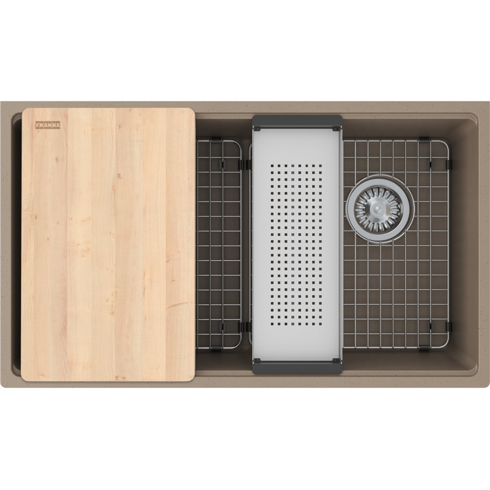 FRANKE MAG11031OW MARIS UM GRN SGL - OFFSET WASTE WITH STRAINER BASKET GRANITE COMPOSITE SINK
