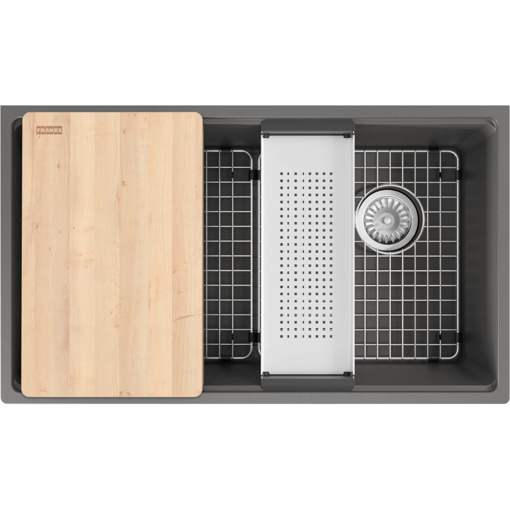 FRANKE MAG11031OW MARIS UM GRN SGL - OFFSET WASTE WITH STRAINER BASKET GRANITE COMPOSITE SINK