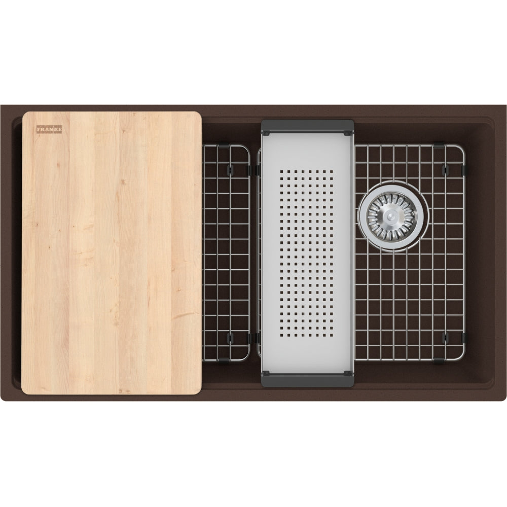 FRANKE MAG11031OW MARIS UM GRN SGL - OFFSET WASTE WITH STRAINER BASKET GRANITE COMPOSITE SINK