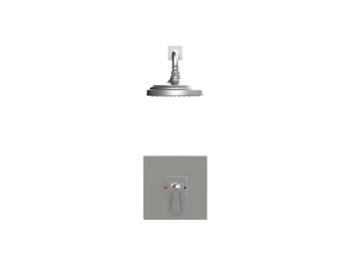 RUBINET 202HXC Hexis Pressure Balance Shower with Fixed 8"Wall Mount Shower Head & Arm (Trim Only) Main image