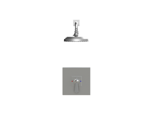 RUBINET 202HXC Hexis Pressure Balance Shower with Fixed 8"Wall Mount Shower Head & Arm (Trim Only)