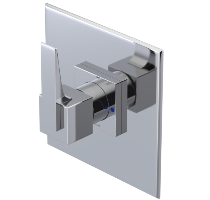 RUBINET 202RSQ Seven Pressure Balance Shower with Fixed Shower Head & Arm/ 8" Wall Mount-Trim Only
