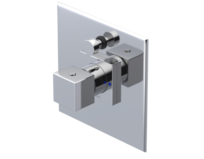 RUBINET 212RSQ Seven Pressure Balance Shower with Fixed Shower Head & Arm, Hand Held Shower, Adjustable Slide Bar & Integral Supply/ 8" Wall Mount-Trim Only