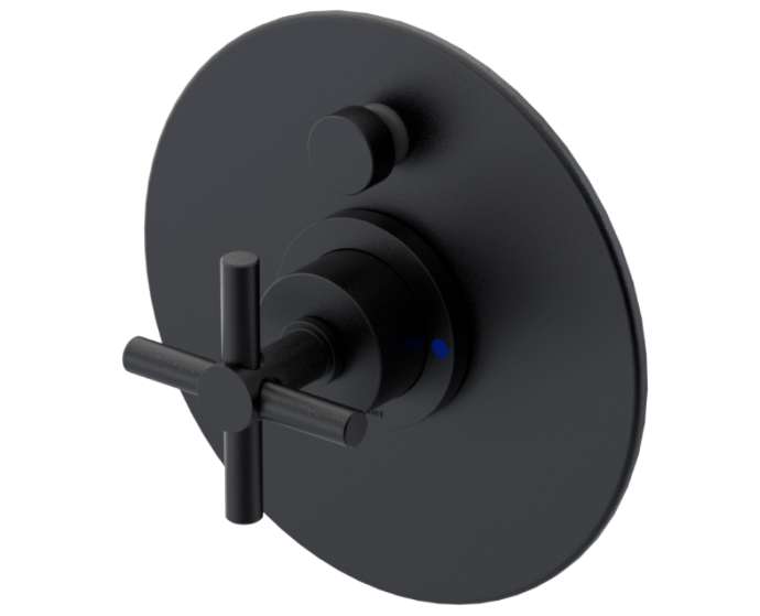 RUBINET 222GNL Genesis Pressure Balance Tub & Shower with 8" Wall Mount Shower Head & Arm with Tub Filler Spout (Trim Only)