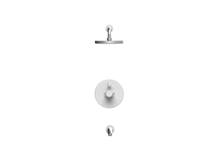 RUBINET 222HOR H2O Pressure Balance Tub & Shower with 8" Wall Mount Shower Head & Arm, with Tub Filler Spout(Trim Only)