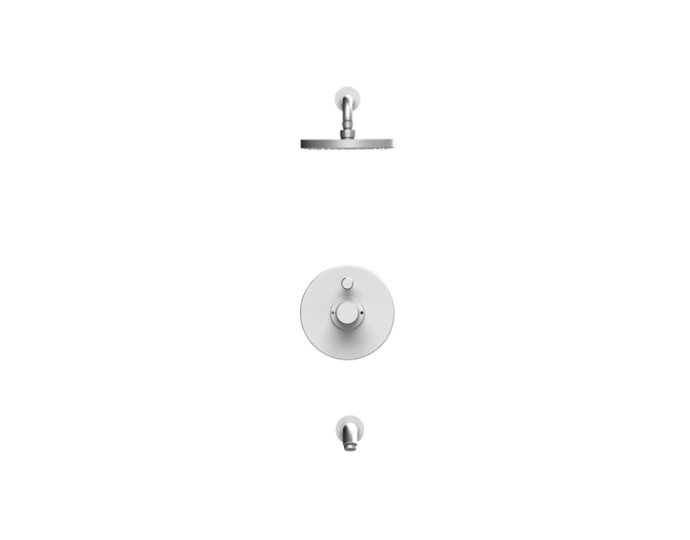 RUBINET 222HOR H2O Pressure Balance Tub & Shower with 8" Wall Mount Shower Head & Arm, with Tub Filler Spout(Trim Only)