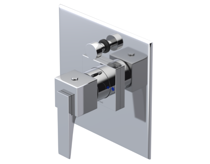 RUBINET 222RSQ Seven Pressure Balance Tub & Shower with Fixed Shower Head & Arm with Tub Filler Spout/8" Wall Mount- Trim Only
