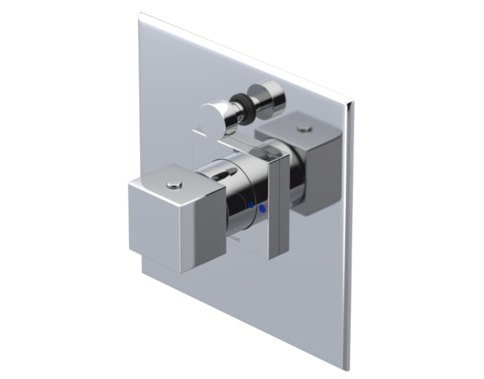 RUBINET 222RSQ Seven Pressure Balance Tub & Shower with Fixed Shower Head & Arm with Tub Filler Spout/8" Wall Mount- Trim Only Main image