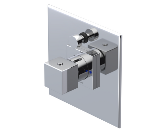 RUBINET 222RSQ Seven Pressure Balance Tub & Shower with Fixed Shower Head & Arm with Tub Filler Spout/8" Wall Mount- Trim Only