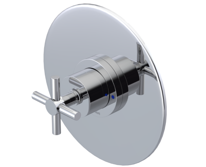 RUBINET 232GNL Genesis Pressure Balance Tub & Shower with Three Way Diverter Shared Flow, 8" Wall Mount Shower Head & Arm, Tub Filler Spout, Hand Held Shower, Adjustable Slide Bar & Integral Supply (Trim Only)