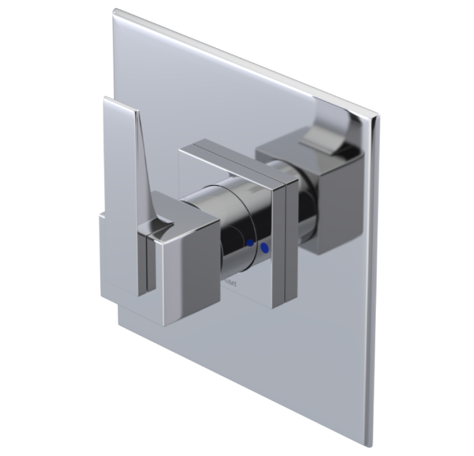 RUBINET 232RSQ Seven Pressure Balance Tub & Shower with Three Way Diverter Shared Flow, Fixed Shower, Adjustable Slide Bar & Integral Supply/8" Wall Mount-Trim Only