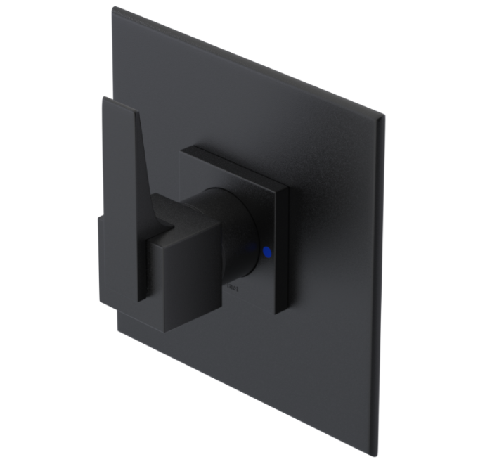 RUBINET 232RSQ Seven Pressure Balance Tub & Shower with Three Way Diverter Shared Flow, Fixed Shower, Adjustable Slide Bar & Integral Supply/8" Wall Mount-Trim Only