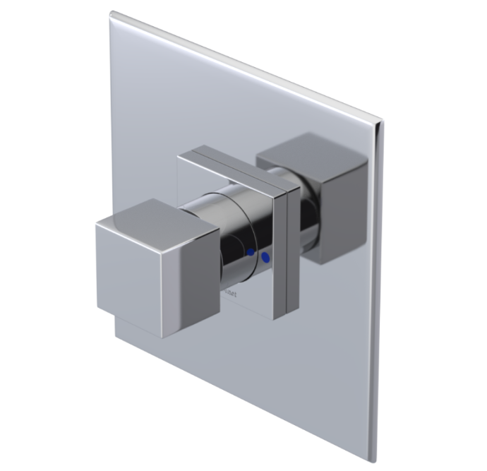 RUBINET 232RSQ Seven Pressure Balance Tub & Shower with Three Way Diverter Shared Flow, Fixed Shower, Adjustable Slide Bar & Integral Supply/8" Wall Mount-Trim Only