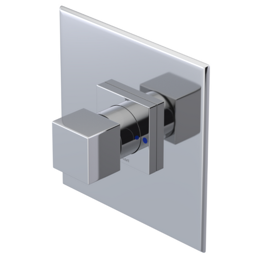 RUBINET 232RSQ Seven Pressure Balance Tub & Shower with Three Way Diverter Shared Flow, Fixed Shower, Adjustable Slide Bar & Integral Supply/8" Wall Mount-Trim Only