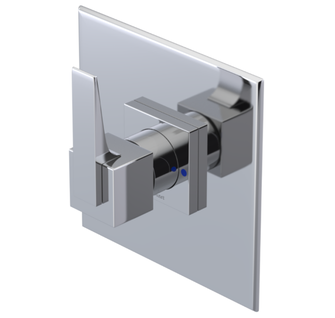RUBINET 233RSQ Seven Pressure Balance Tub & Shower with Three Way Diverter Shared Flow, Fixed Shower, Adjustable Slide Bar & Integral Supply/Ceiling Mount-Trim Only