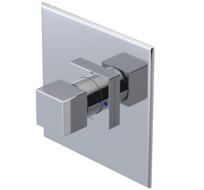RUBINET 233RSQ Seven Pressure Balance Tub & Shower with Three Way Diverter Shared Flow, Fixed Shower, Adjustable Slide Bar & Integral Supply/Ceiling Mount-Trim Only