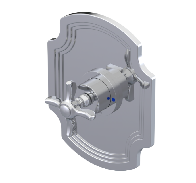 RUBINET 233RVL Raven Pressure Balance Tub & Shower with Three Way Diverter Shared Flow, 8" Ceiling Mount Shower Head, Tub Filler Spout, Hand Held Shower, Adjustable Bar & Integral Supply (Trim Only)