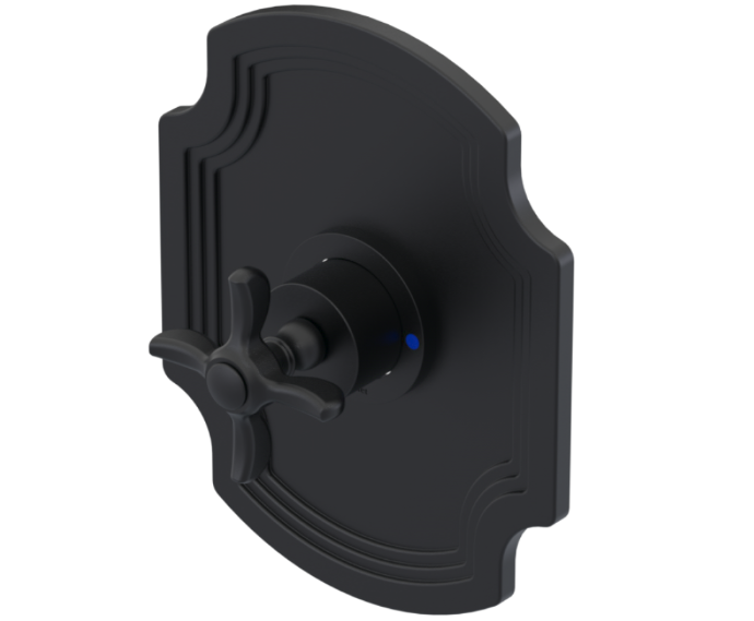 RUBINET 233RVL Raven Pressure Balance Tub & Shower with Three Way Diverter Shared Flow, 8" Ceiling Mount Shower Head, Tub Filler Spout, Hand Held Shower, Adjustable Bar & Integral Supply (Trim Only)